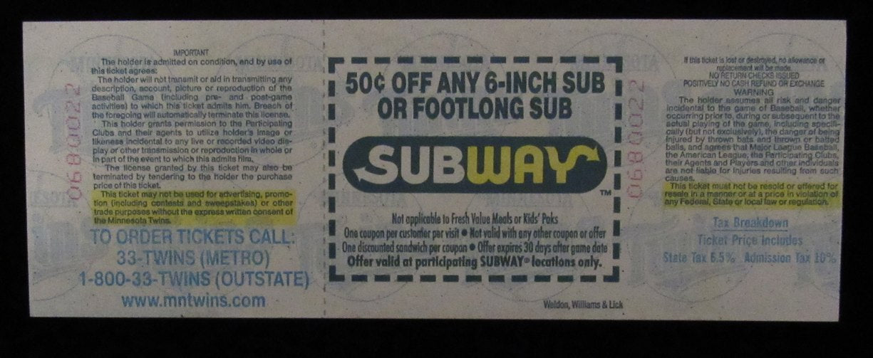 September 27, 1998 Full Ticket Twins vs. Indians Paul Molitor Final Game 184918