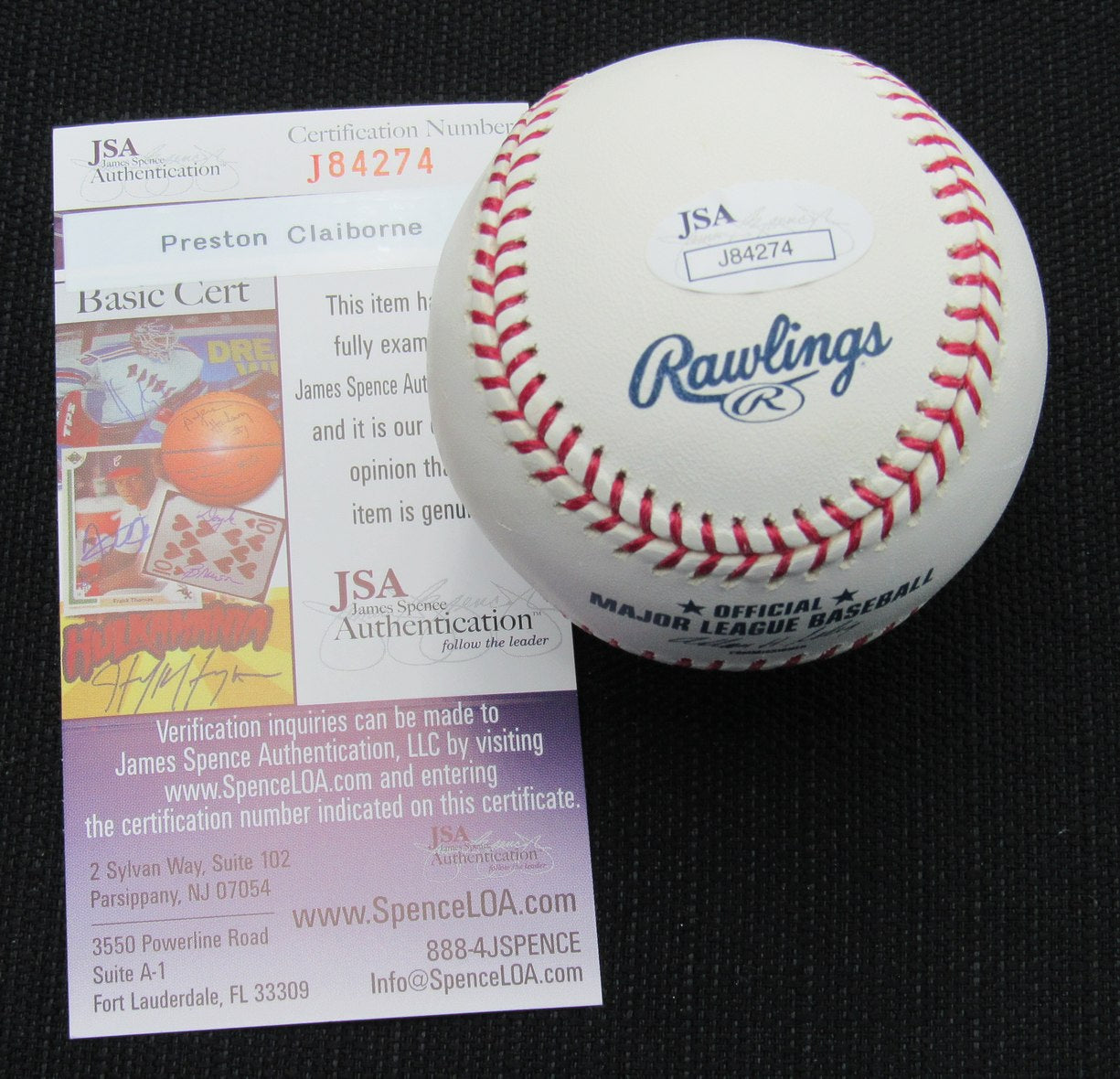 Preston Claiborne Signed/Auto Yankees 100th OML Baseball JSA 186703