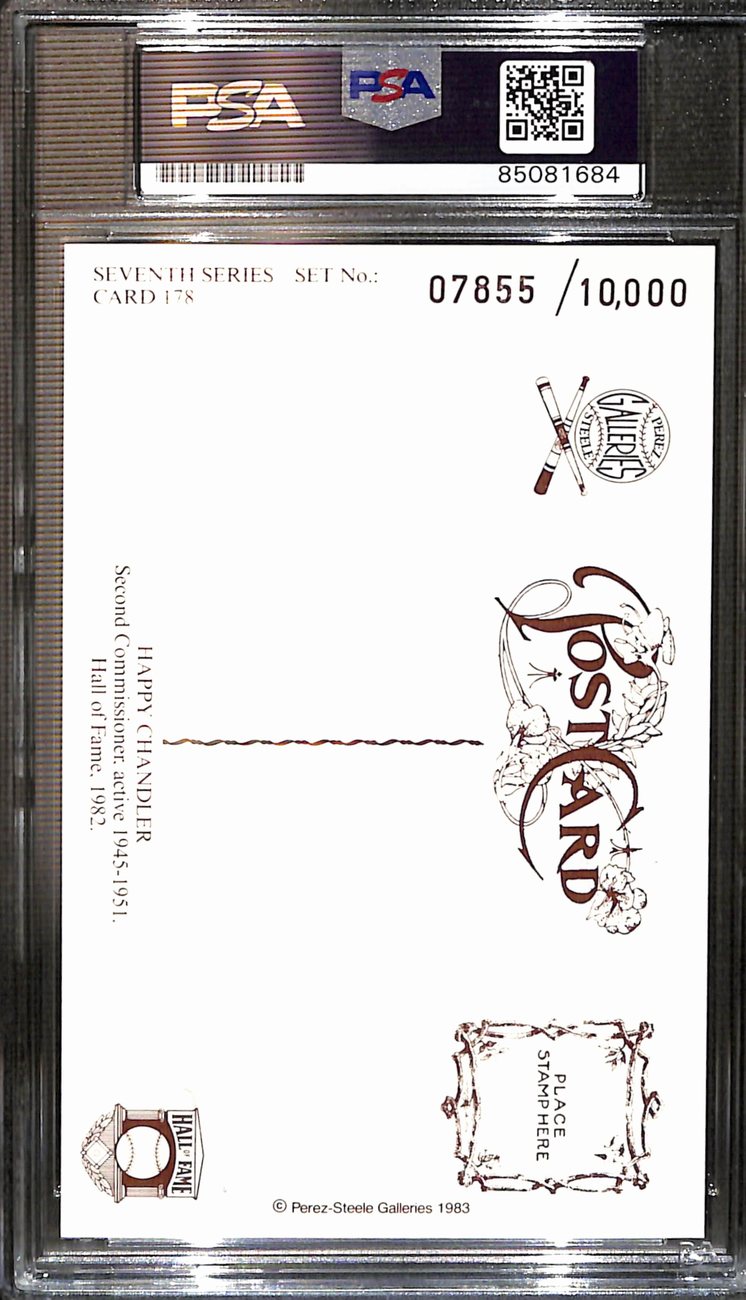 Happy Chandler Signed 1983 Perez-Steele HOF Postcard PSA/DNA 183726