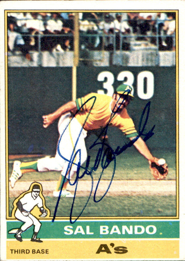 Sal Bando Autographed 1976 TOPPS Card #90 Oakland A's 183484