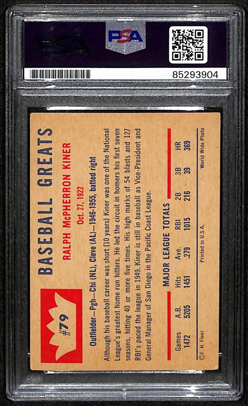 Ralph Kiner HOF Signed/Autographed 1960 Fleer Card #79 Indians PSA/DNA 190903