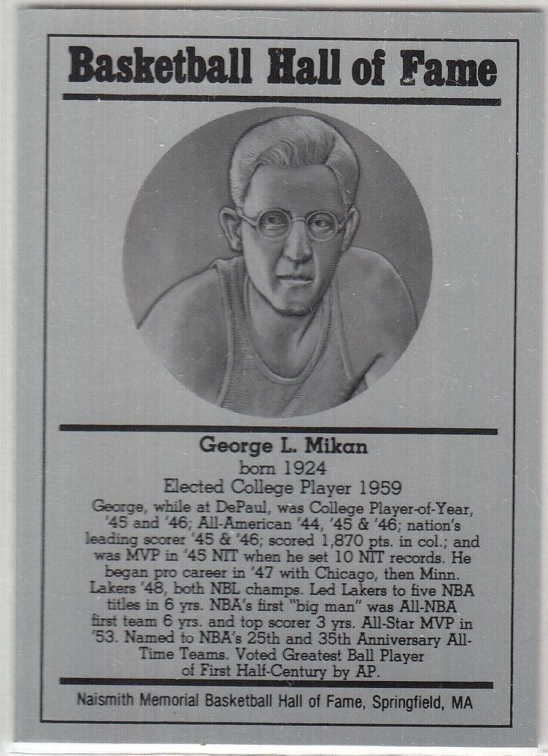 1986-2002 Basketball Hall of Fame Metallic GEORGE L. MIKAN Series 12 128806