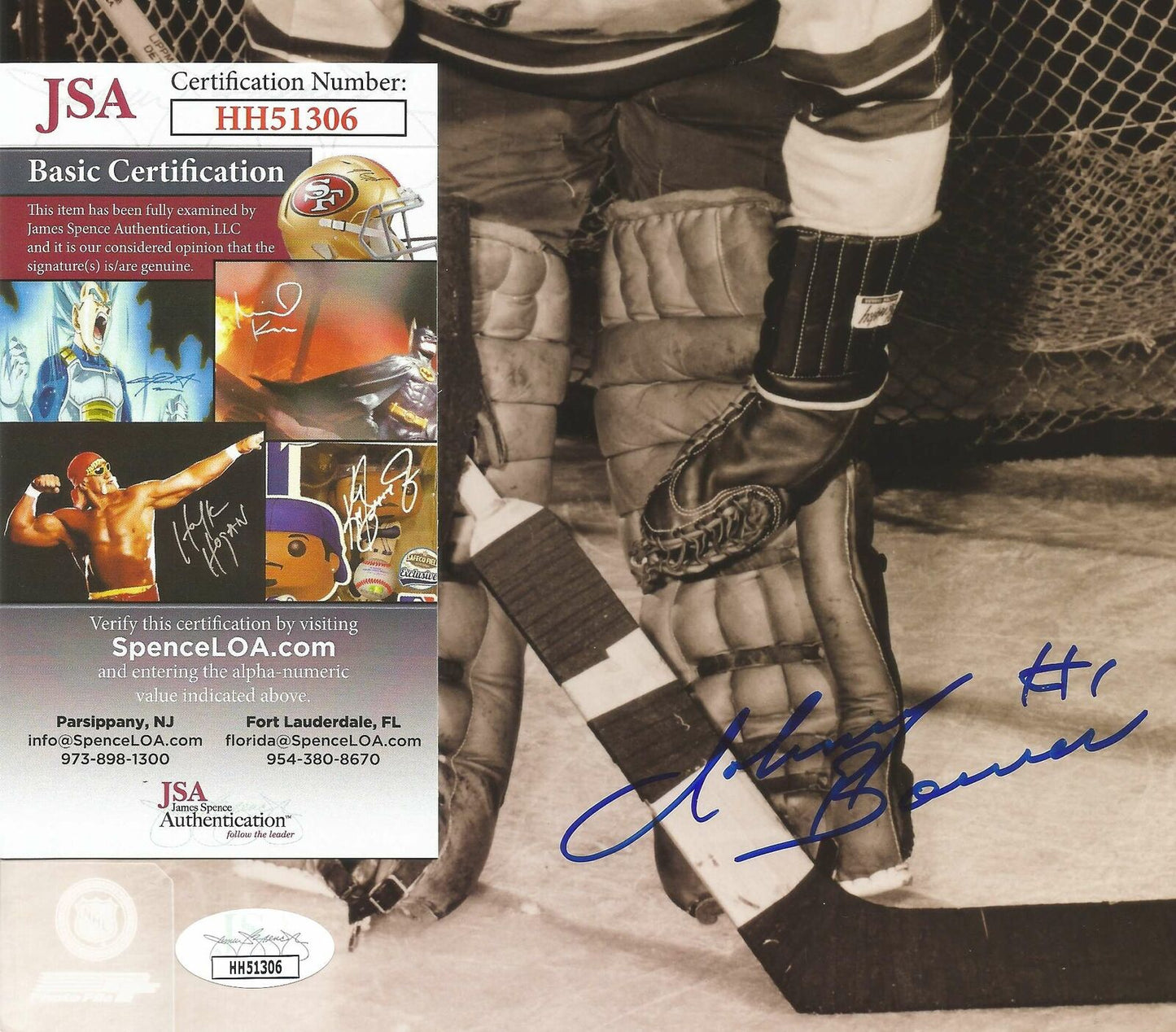 Johnny Bower New York Rangers HOF Signed/Autographed 8x10 B/W Photo JSA 150926