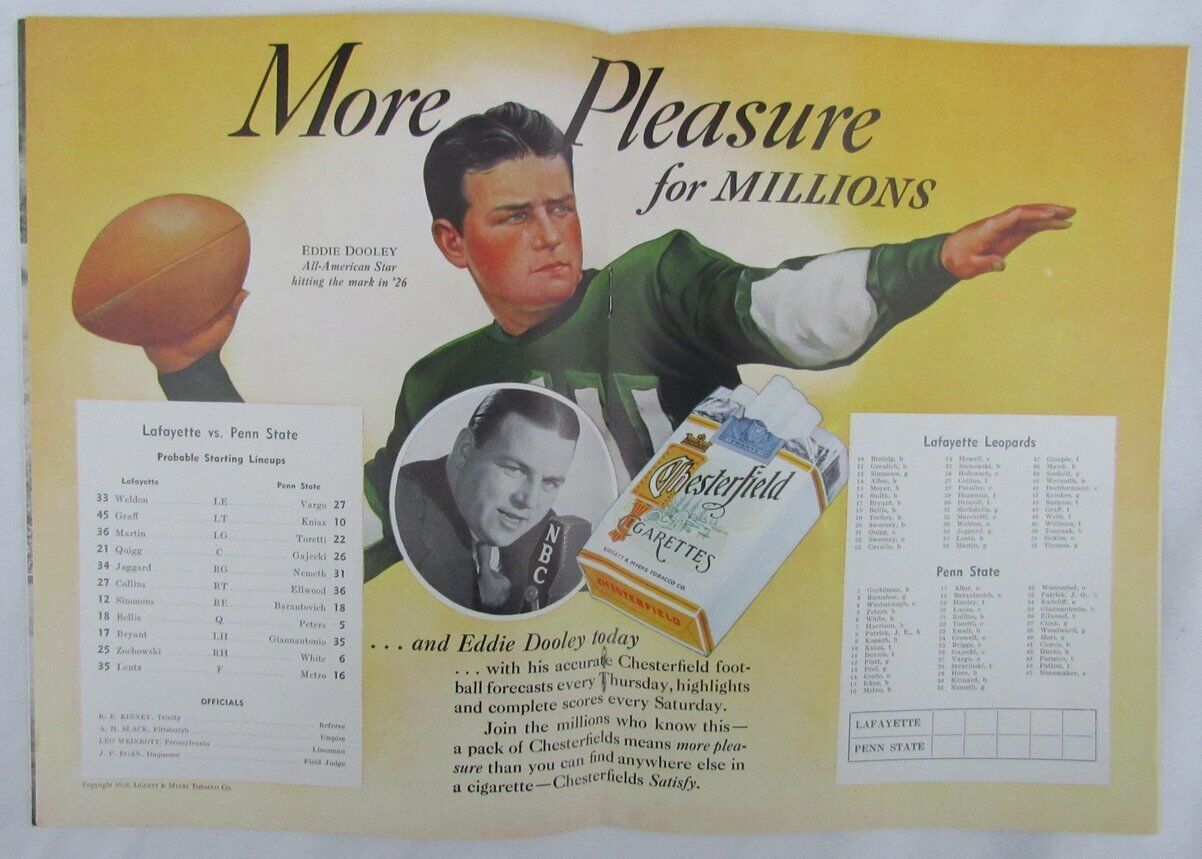 1938 Penn State Nittany Lions vs. Cornell College Football Program 137520