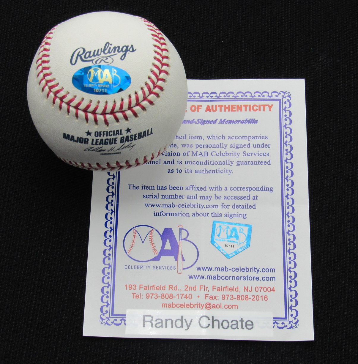 Randy Choate Signed/Auto Yankees 100th OML Baseball MAB Inscr 187051