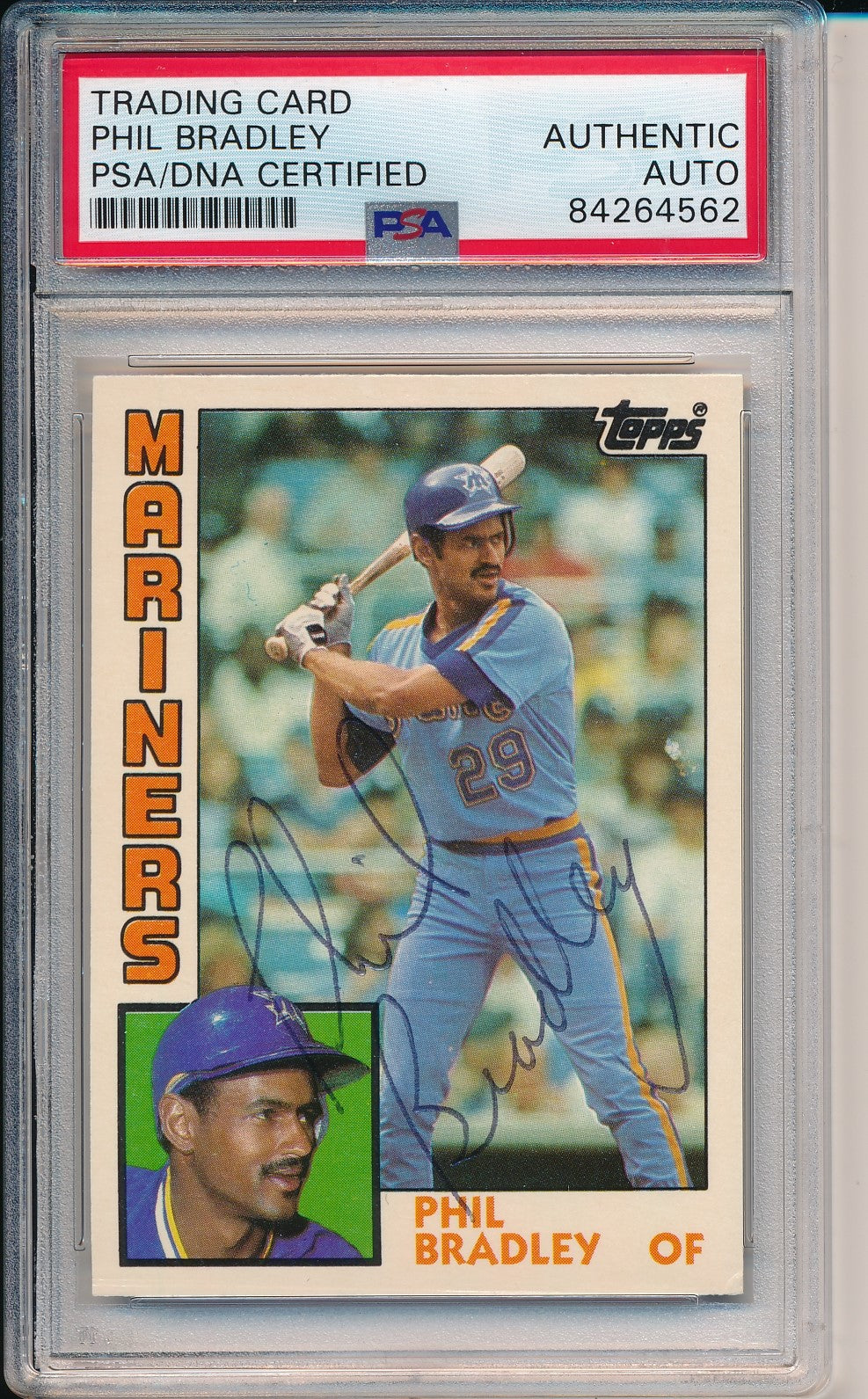 Phil Bradley Mariners Signed 1984 TOPPS Traded Rookie Card #15T PSA/DNA 156615