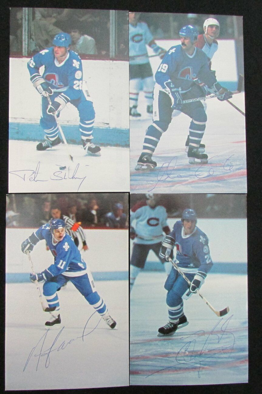 Lot of 4 Quebec Nordiques Signed 3.5x5.5 Team Postcard incl. Savard 150468