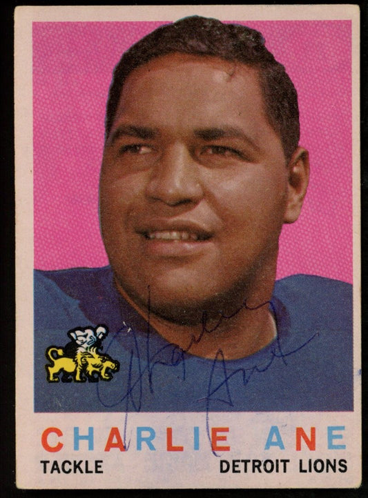 1959 TOPPS Football Card #21 Signed/Auto Charlie Ane Detroit Lions