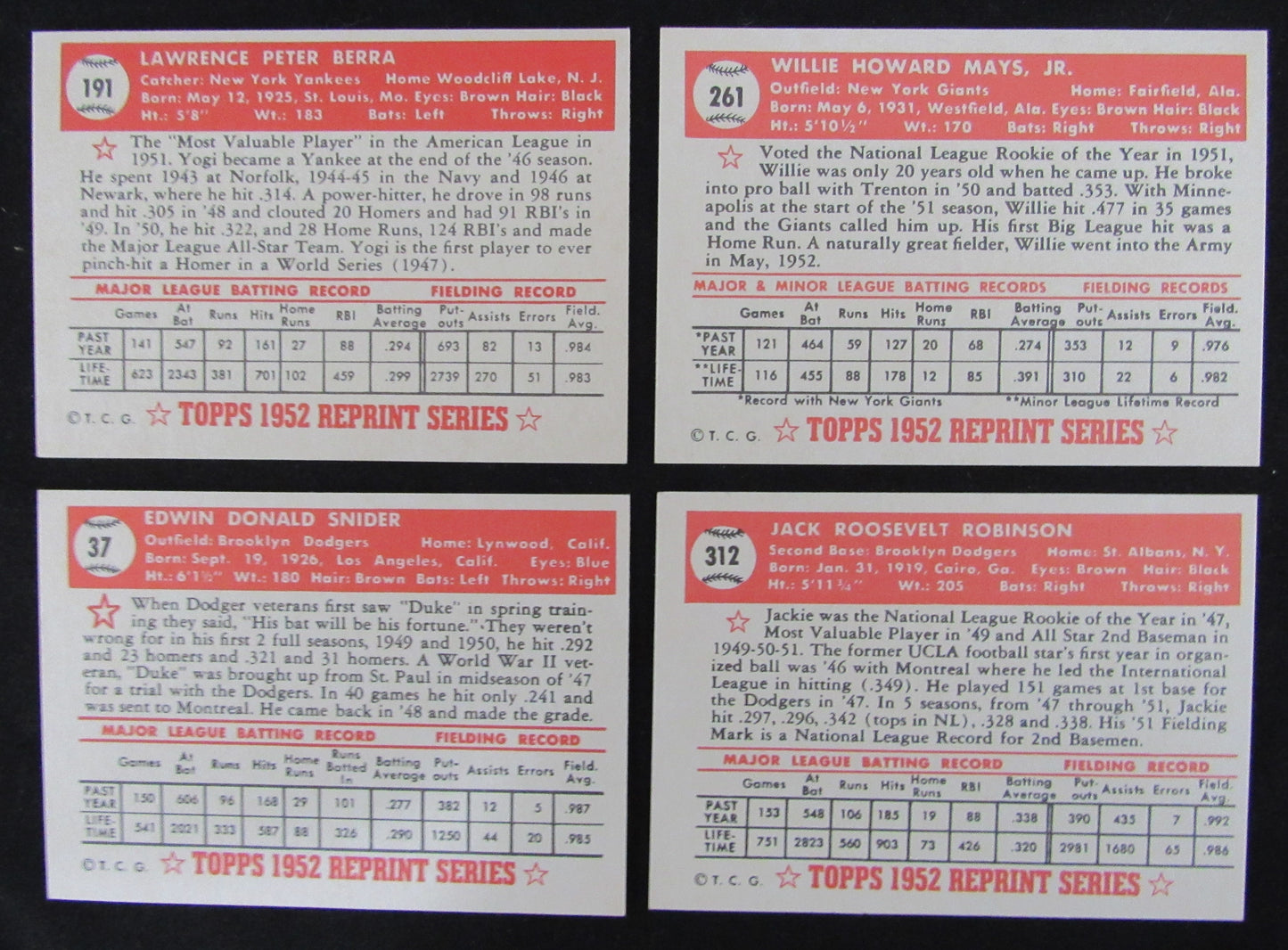 1952 Topps Baseball Set 1-407