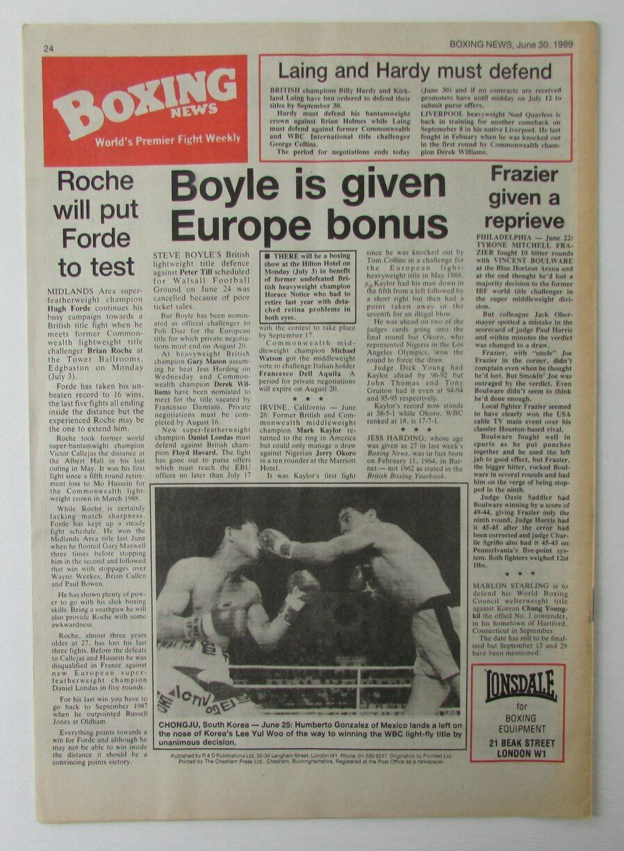 June 30, 1989 Boxing News Magazine Jeff Harding Dennis Andries