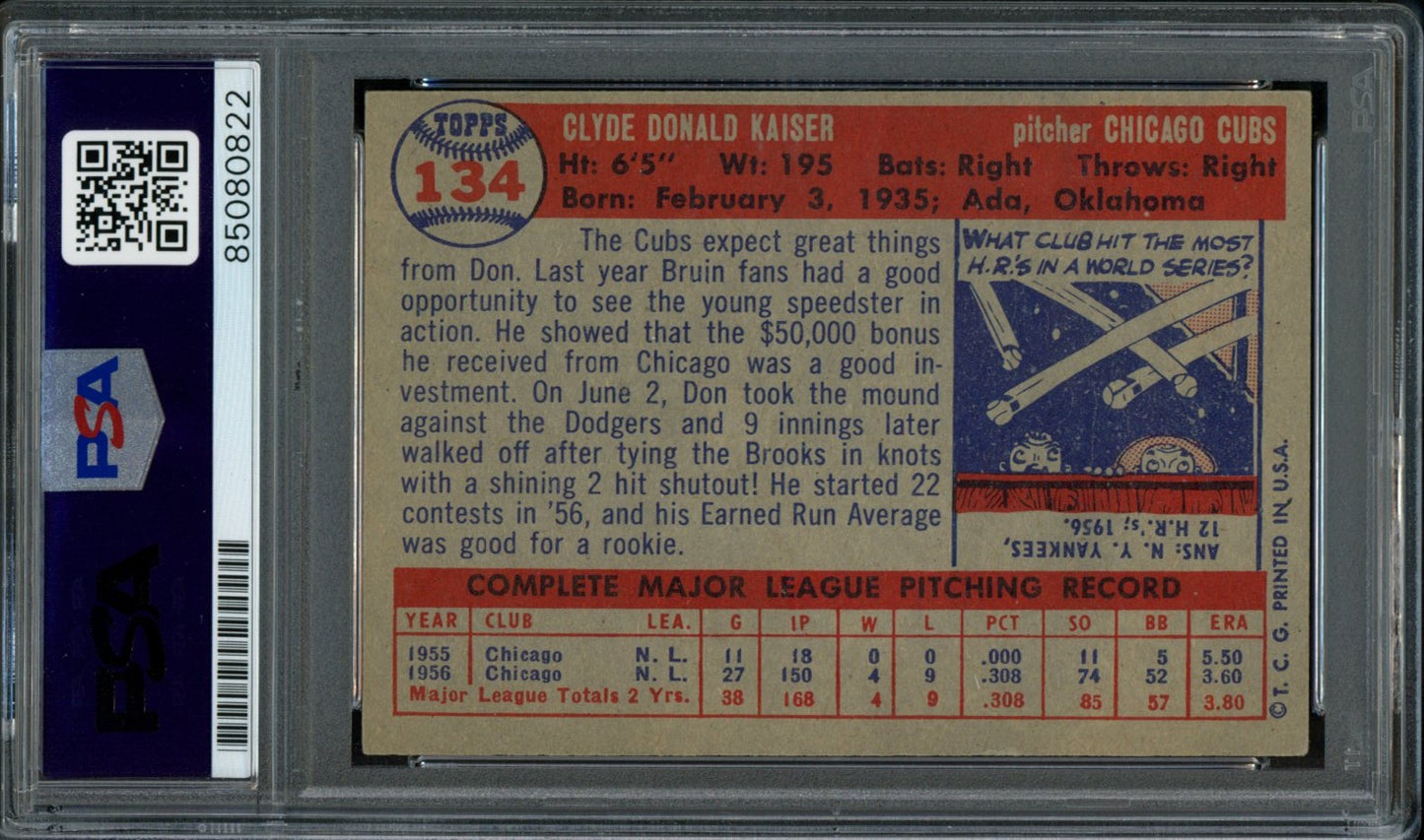 Don Kaiser Signed 1957 Topps Card #134 Chicago Cubs PSA/DNA 184173