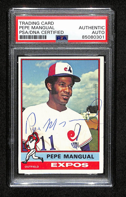 Pepe Mangual Signed 1976 Topps Card #164 Montreal Expos PSA/DNA 184441