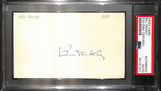 Bill Dickey HOF Signed/Auto 3x5 Index Card New York Yankees PSA/DNA 187229