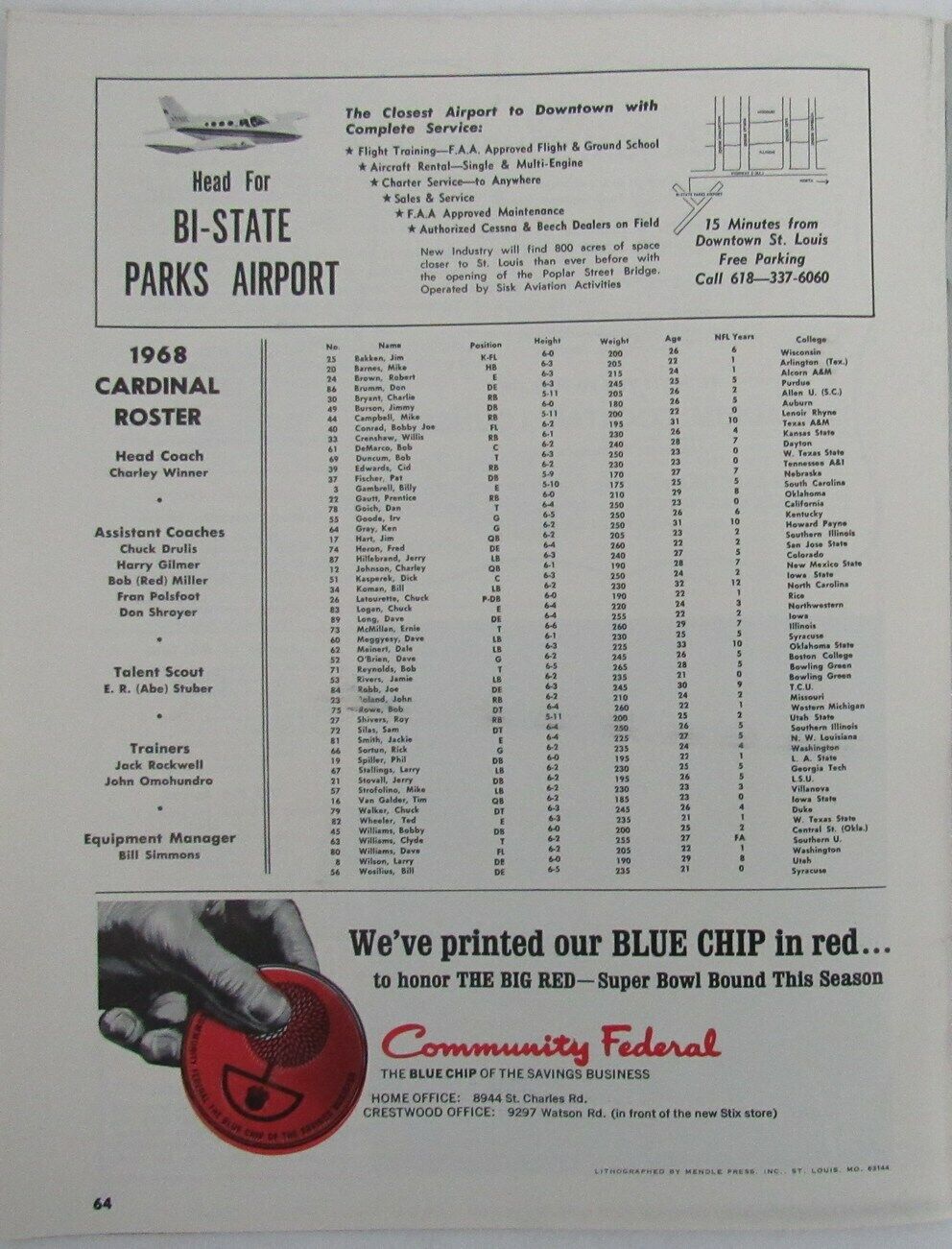 1967 St. Louis Football Cardinals Yearbook 156976