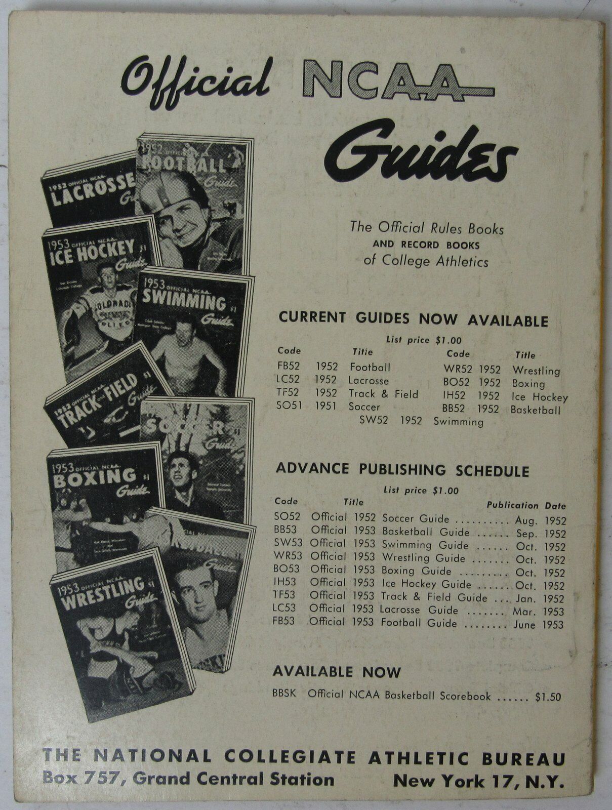 1952 Official Collegiate Football Record Book with John Lattner on Cover 144932