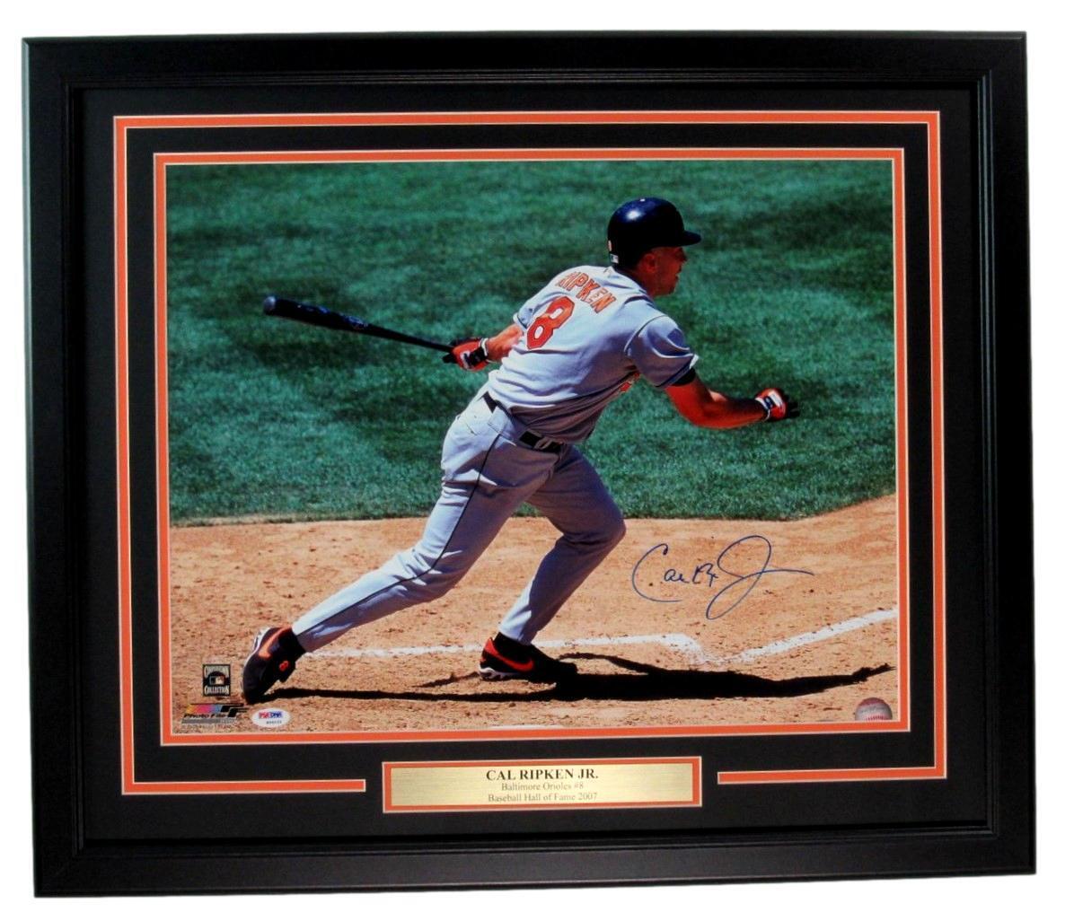 Cal Ripken Jr. HOF Autographed 16x20 Photo Orioles Framed PSA/DNA 180108