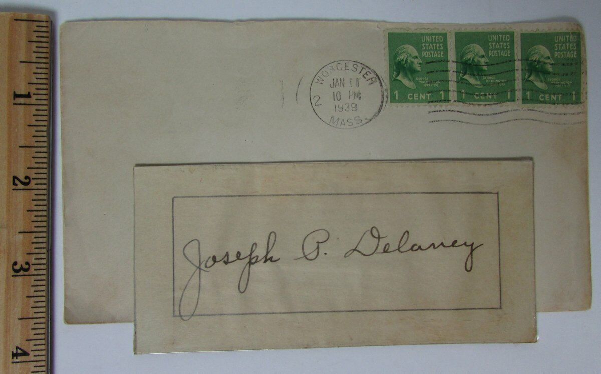 Joseph P. Delaney Holy Cross Signed 2 x 4 Handwritten Note PSA/DNA 145038