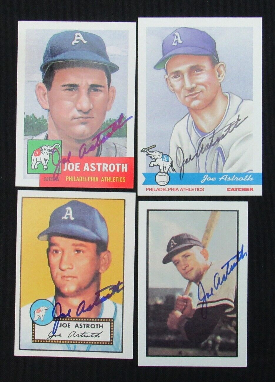 Lot of 4 Joe Astroth Athletics Topps Reprint Signed/Auto Trading Cards 150233