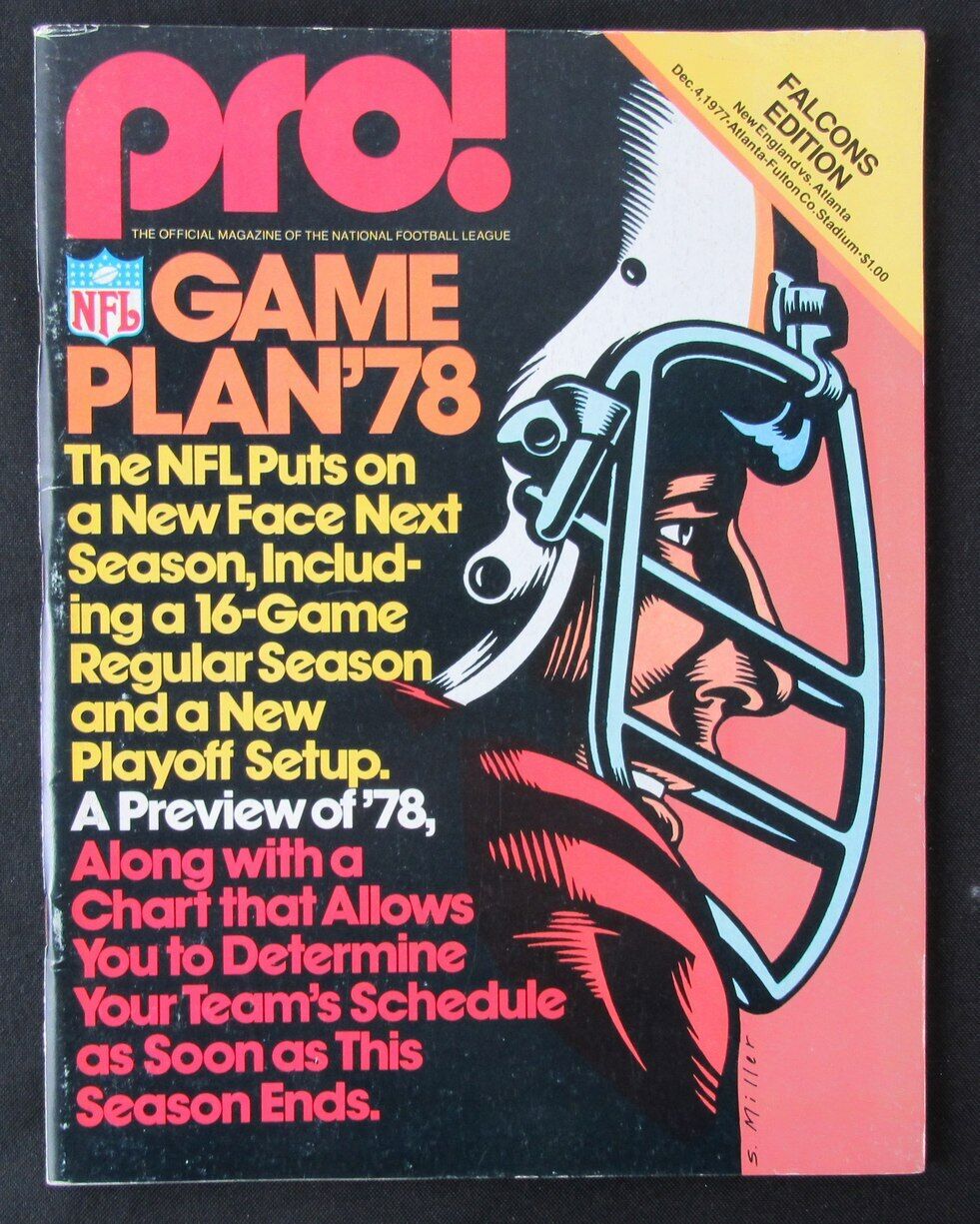 December 4, 1977 New England Patriots vs. Atlanta Falcons NFL PRO! Game Program