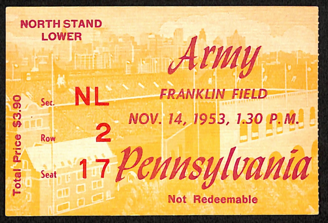 November 14, 1953 Army vs Penn Quakers College Football Game Ticket Stub 190199