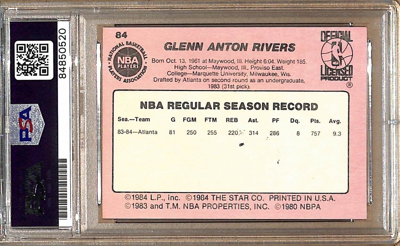 1984-85 Star Company #84 Doc Rivers Hawks Signed/Auto Card PSA/DNA 178943