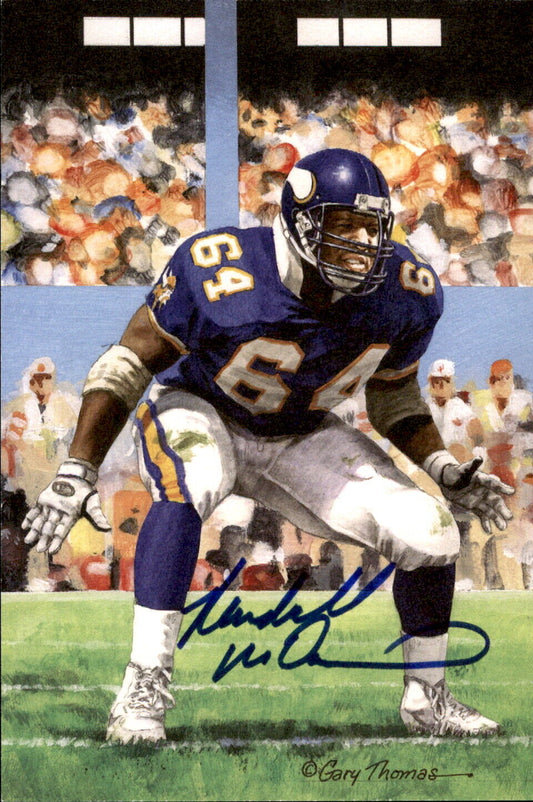 Randall McDaniel HOF Autographed Goal Line Art GLAC Postcard Vikings JSA