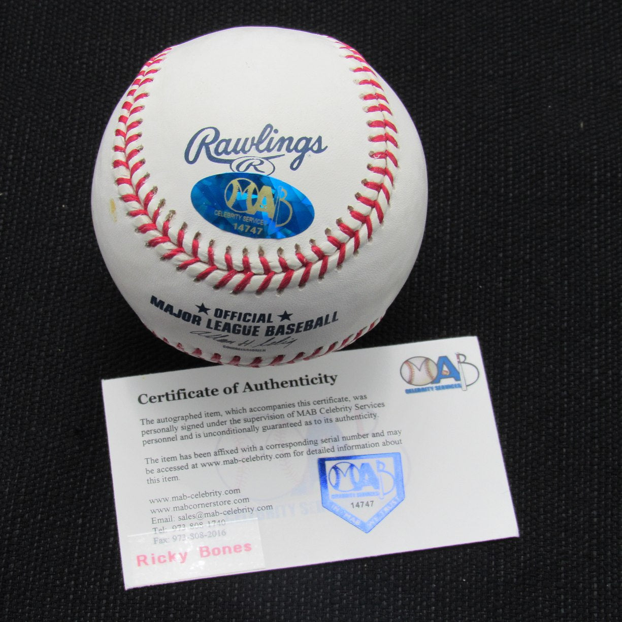 Ricky Bones Signed/Auto Yankees 100th OML Baseball MAB 187084