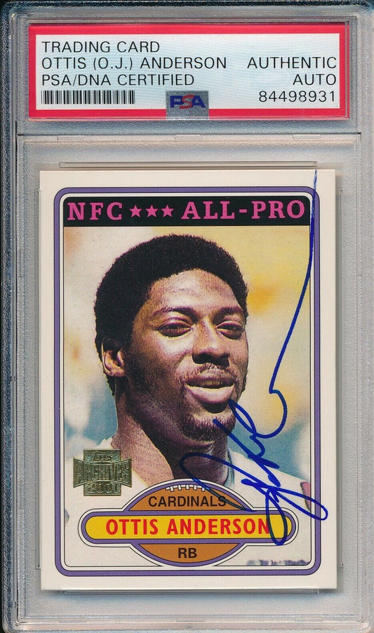 Ottis Anderson Cardinals Signed 2001 TOPPS Archives Card #170 PSA/DNA 165988