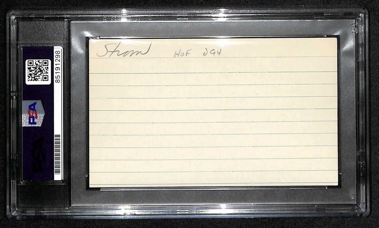 Earl Strom HOF Signed/Auto 3x5 Index Card NBA Referree PSA/DNA 188564