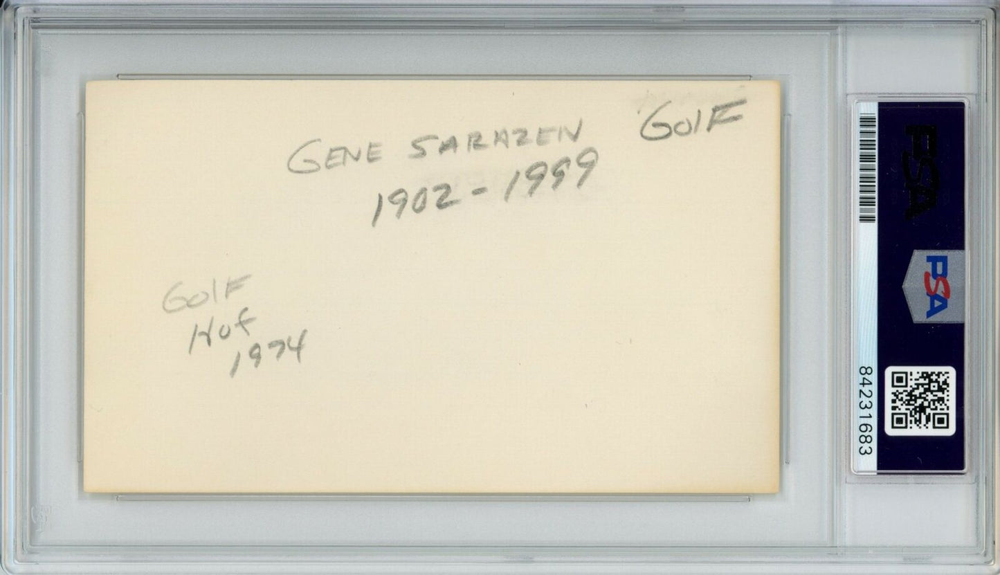 Gene Sarazen PGA Masters Champ HOF Signed/Auto 3x5 Index Card PSA/DNA 153577