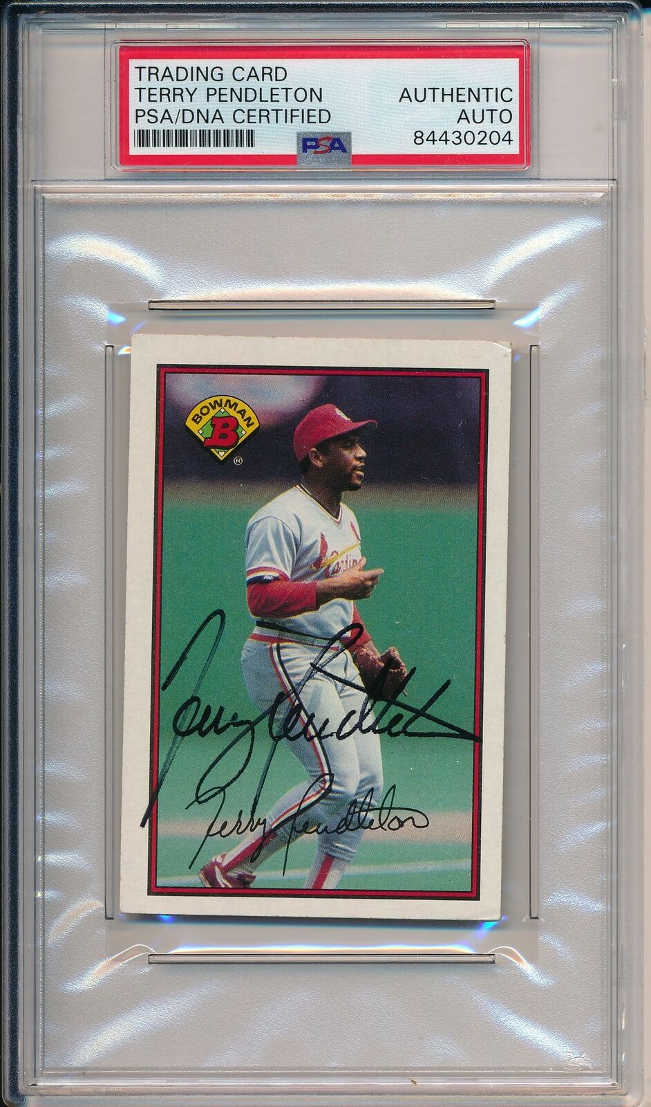 Terry Pendleton Cardinals Signed/Auto 1989 Bowman Card #437 PSA/DNA 164548