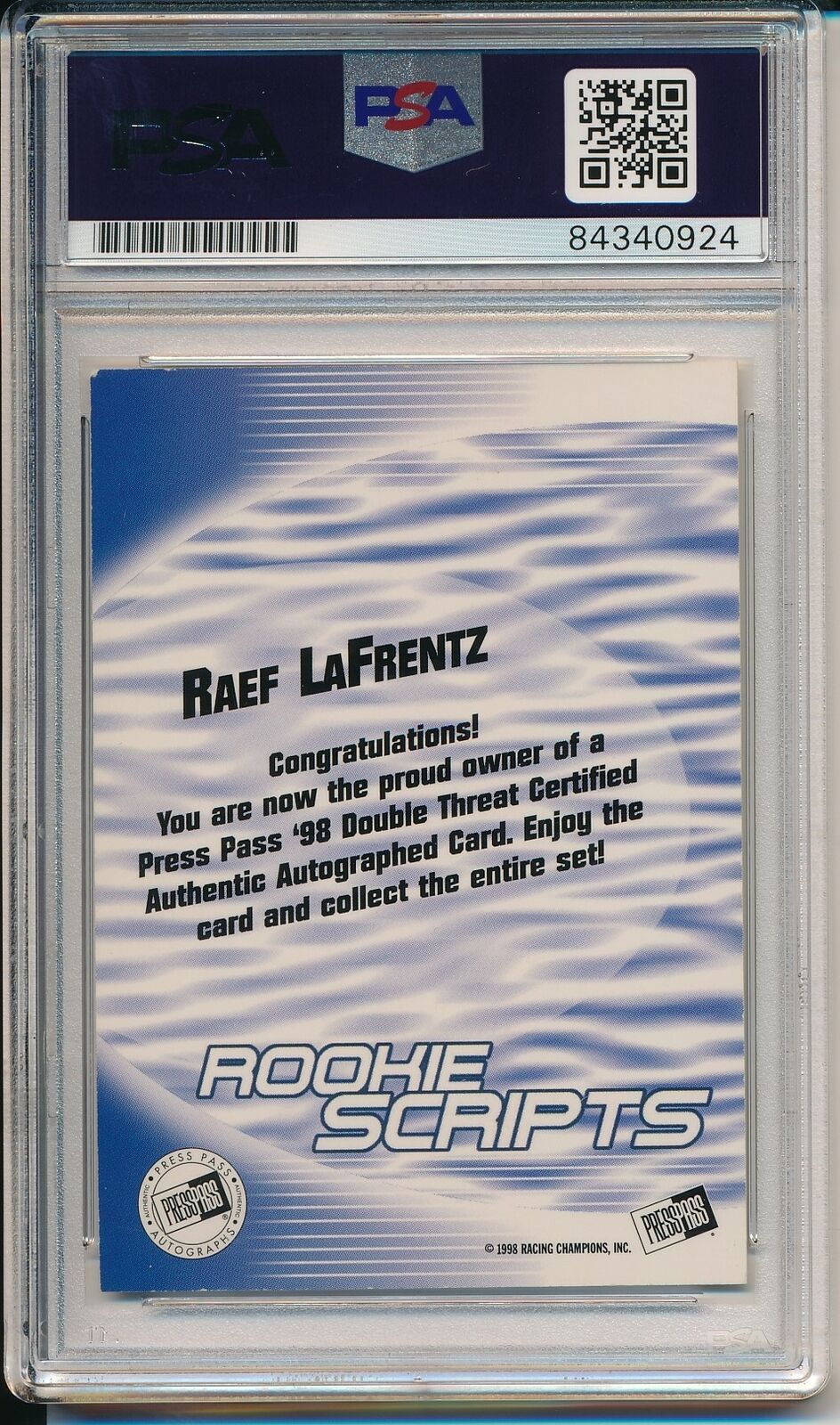 Raef LaFrentz Denver Signed/Auto 1998 Press Pass Rookie Card PSA/DNA 163607