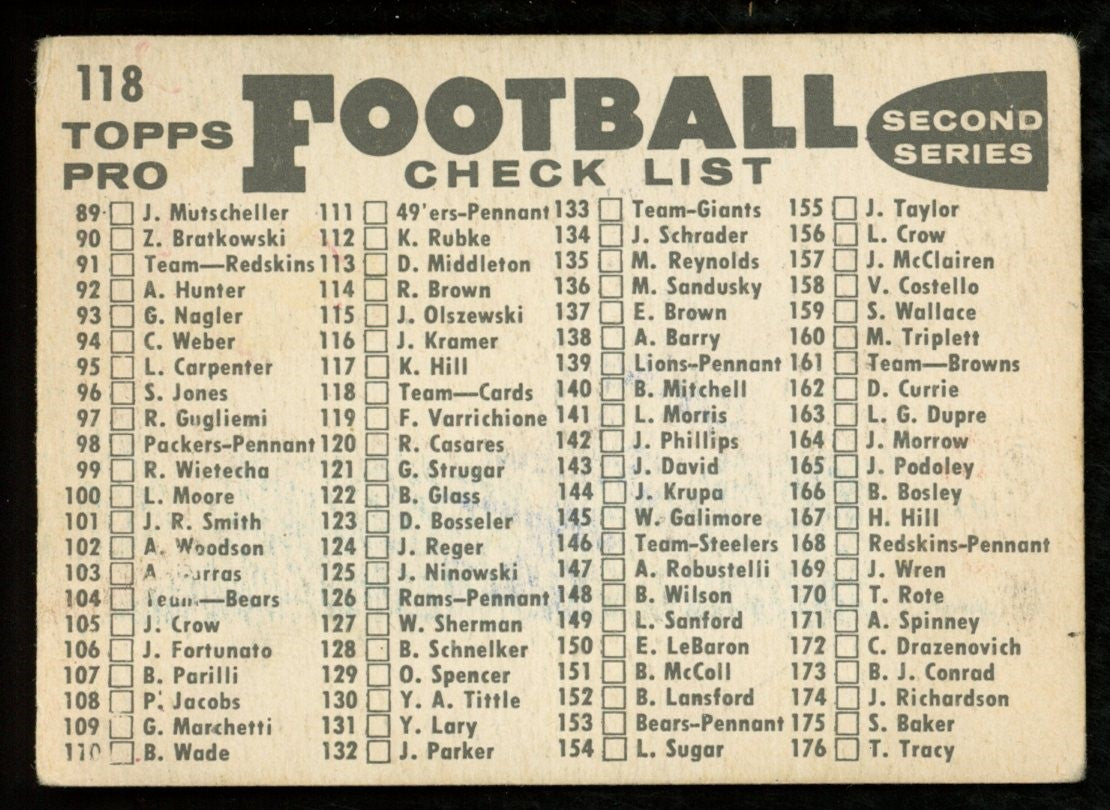 1959 TOPPS Football Card #118 Signed/Auto King Hill Chicago Cardinals