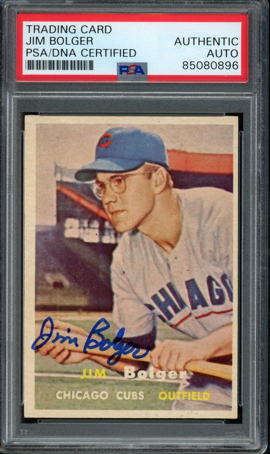 1957 TOPPS Jim Bolger #289 Auth Card Signed Chicago Cubs PSA/DNA 184130