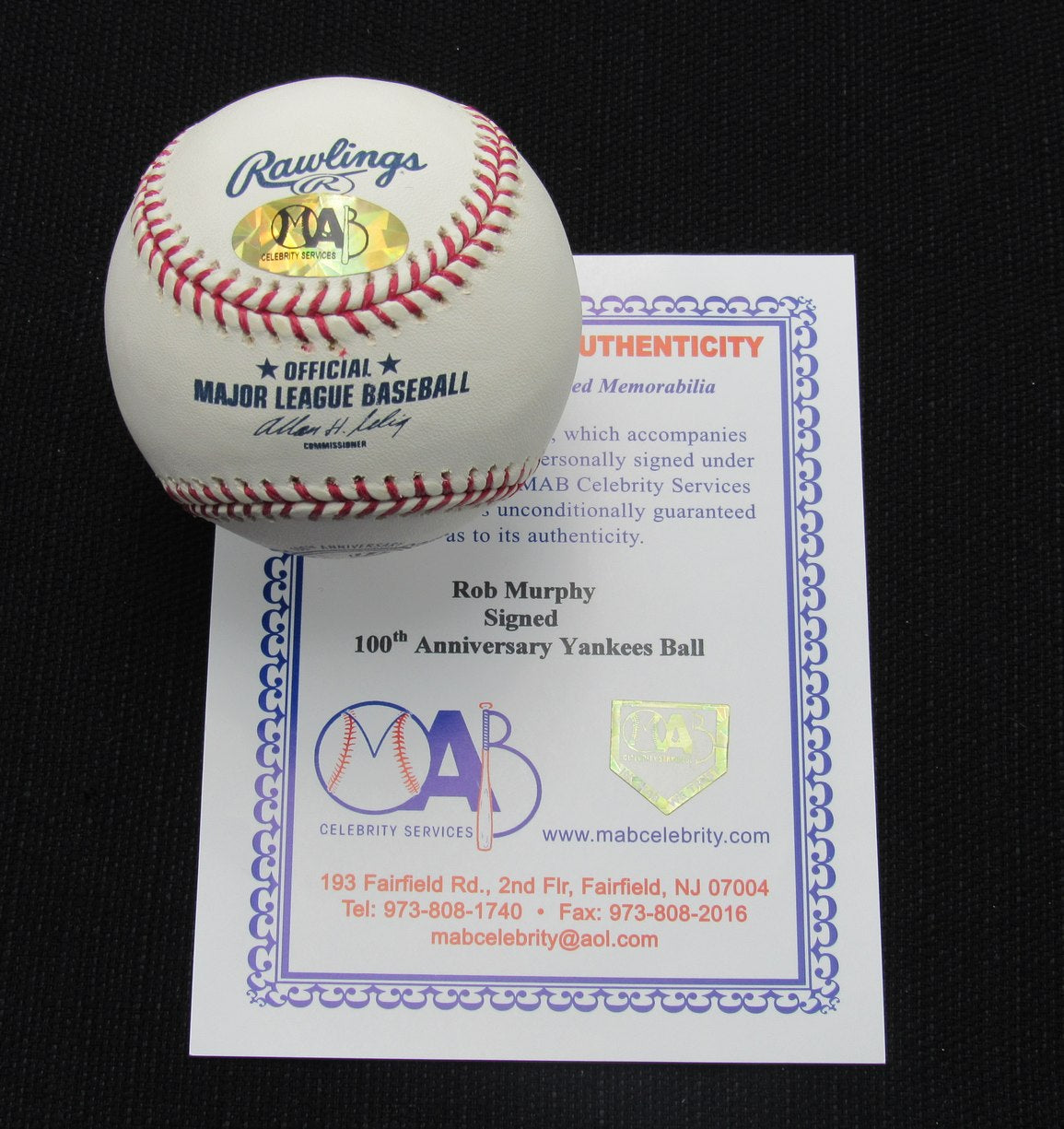 Rob Murphy Signed/Auto Yankees 100th OML Baseball MAB 187105
