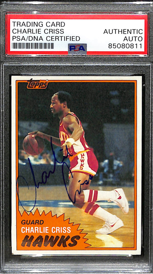 Charlie Criss Signed 1981 Topps Card #67 Atlanta Hawks PSA/DNA 185073