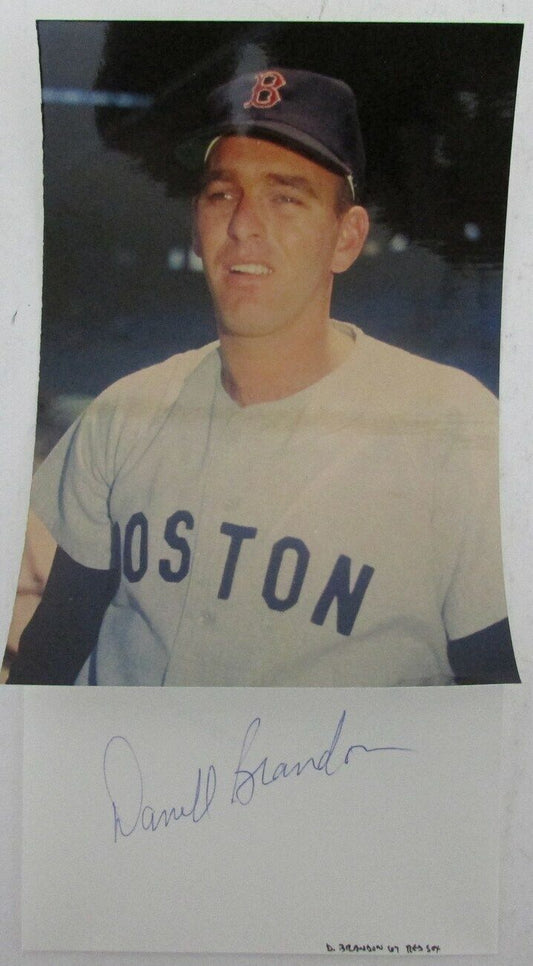 Danell Brandon 1967 Boston Red Sox Signed 3x5 Index Card with 5x7  Photo 158514