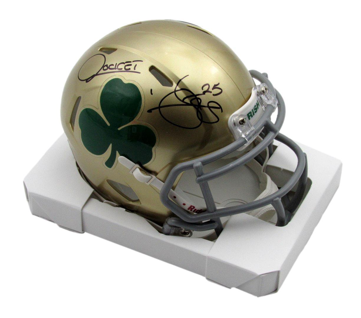 Rocket Ismail Autographed Speed Mini Helmet Notre Dame Clover Beckett 181124