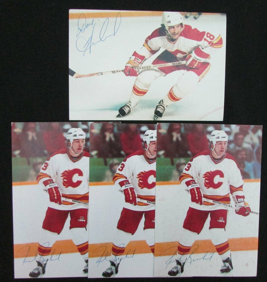 Lot of 4 Calgary Flames Signed 4x6 Team Issued Postcards incl. Reinhart 150480