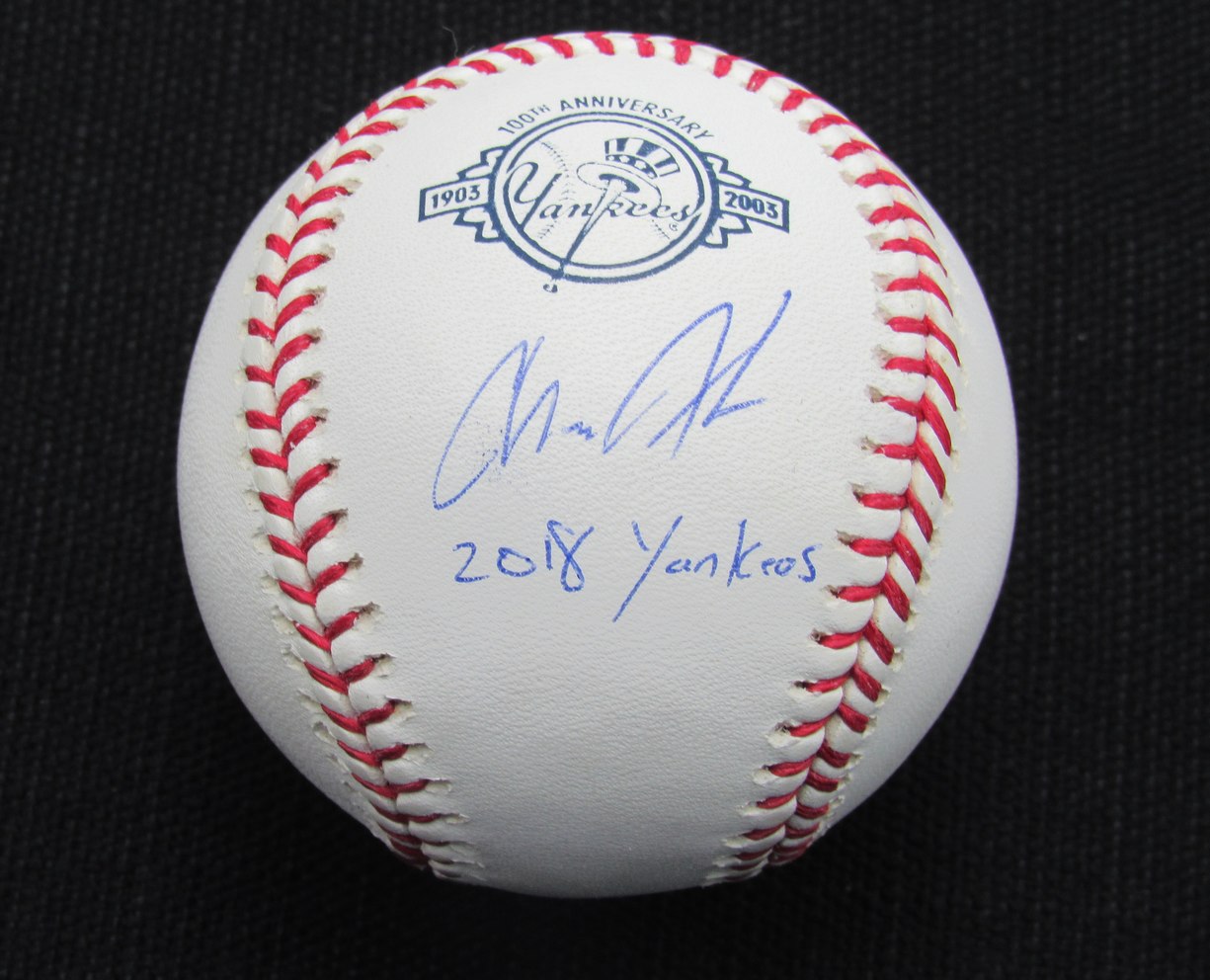 David Adams Signed/Auto Yankees 100th OML Baseball Inscr STEINER 187134