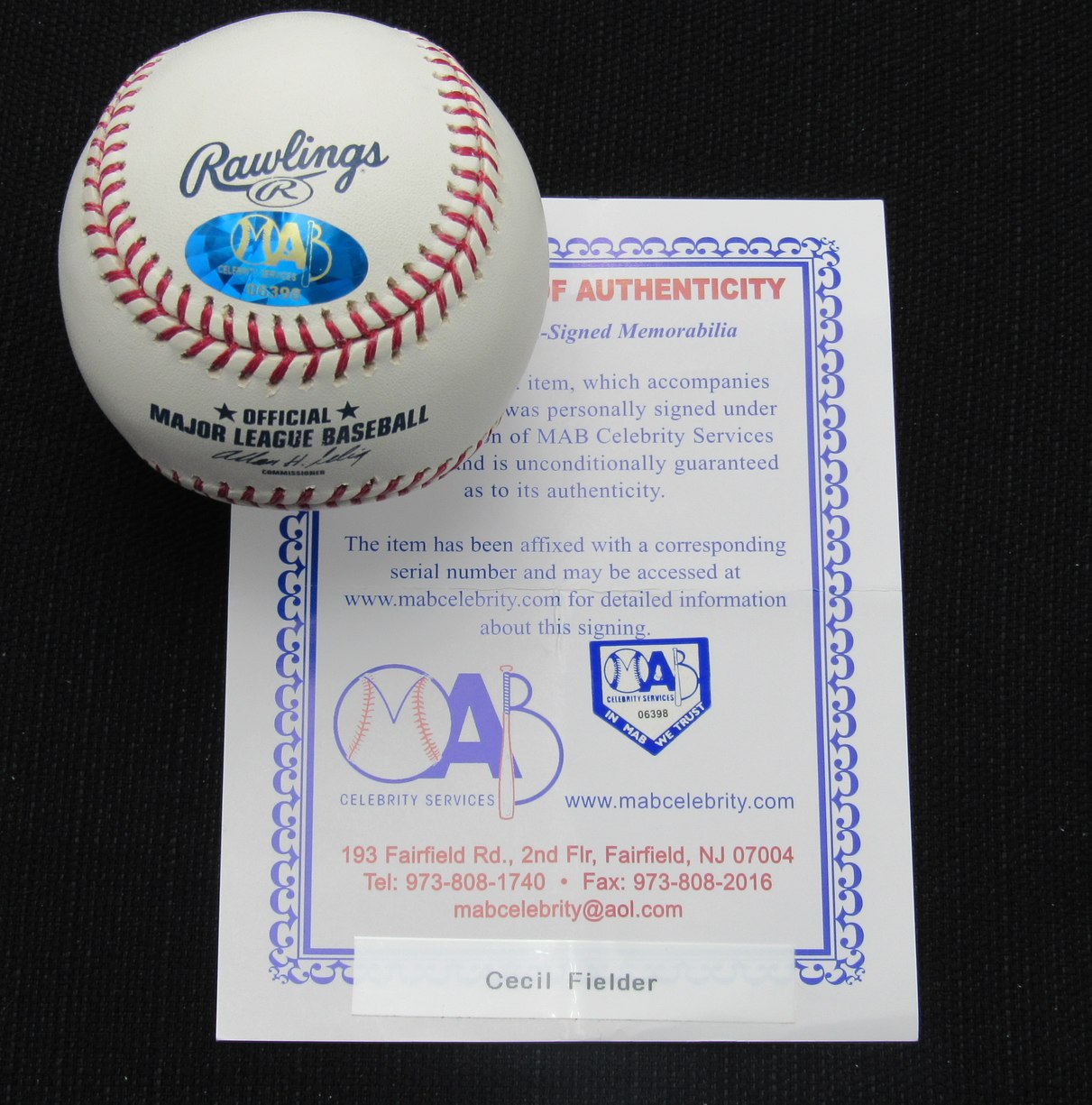 Cecil Fielder Signed/Auto Yankees 100th OML Baseball MAB 187036
