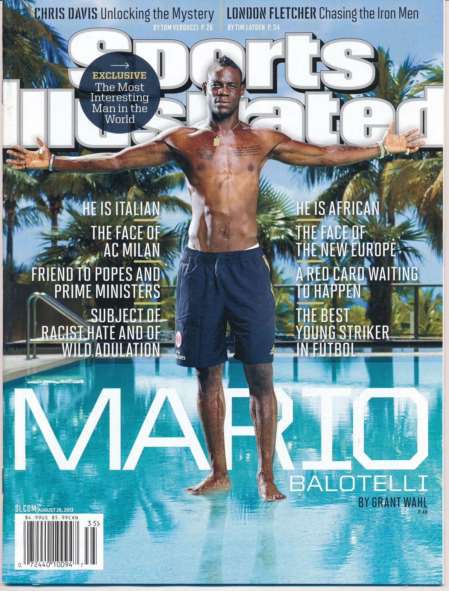 August 26, 2013 Mario Balotelli Sports Illustrated Magazine NO LABEL 182321