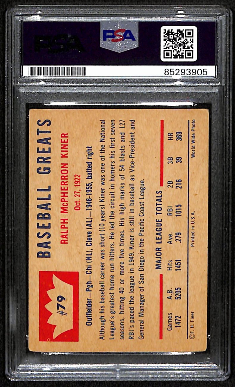 Ralph Kiner HOF Signed/Autographed 1960 Fleer Card #79 Indians PSA/DNA 190902