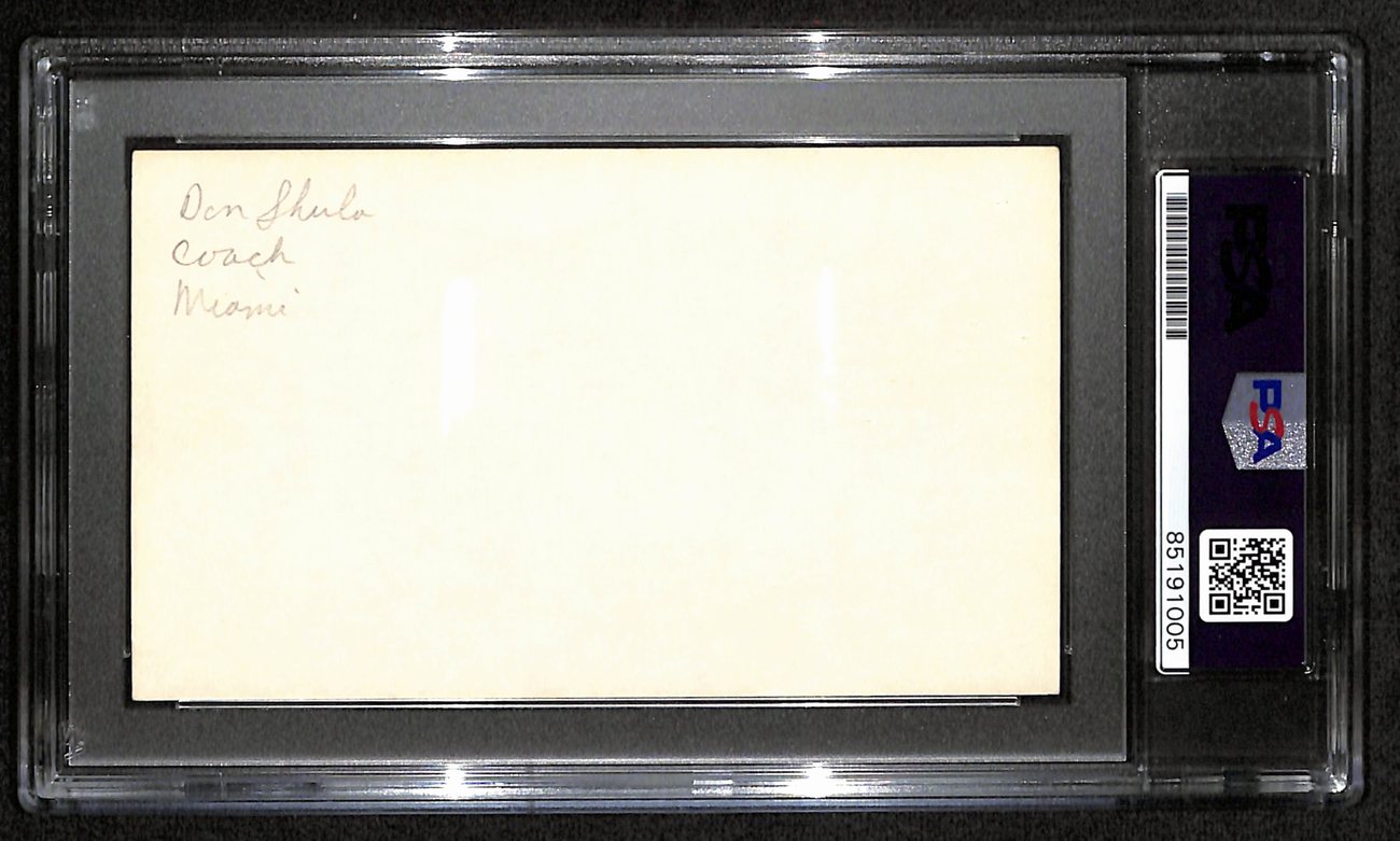 Don Shula HOF Signed/Auto 3x5 Index Card Miami Dolphins PSA/DNA 187460