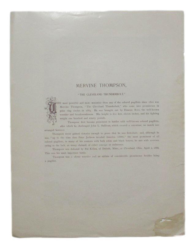 Mervine Thompson Boxer 1895 Boxing Gladiators 11x15 Supplement Poster