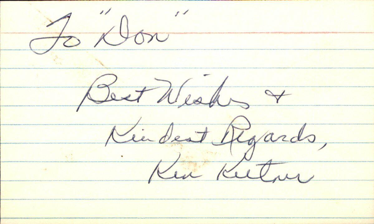 Ken Keltner Cleveland Indians d.1991 Signed/Autographed 3x5 Index Card 162489