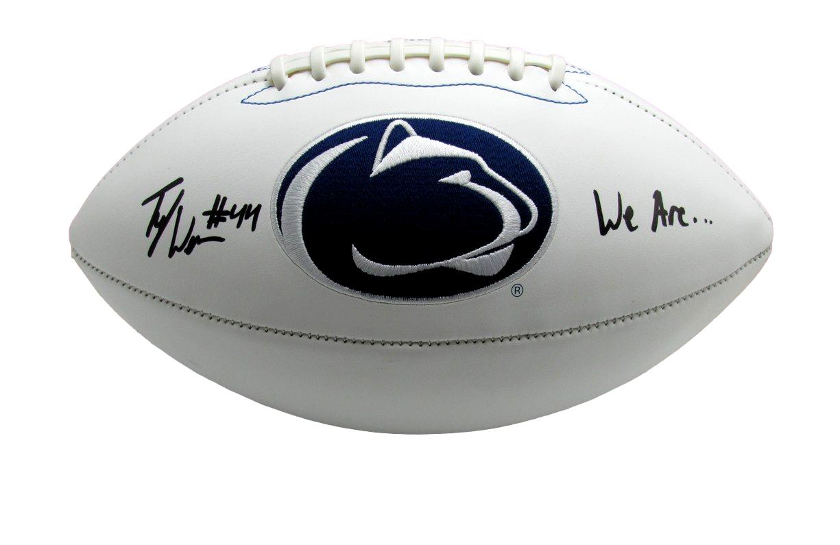 Tyler Warren Signed/Inscribed White Penn State Logo Football JSA 193104