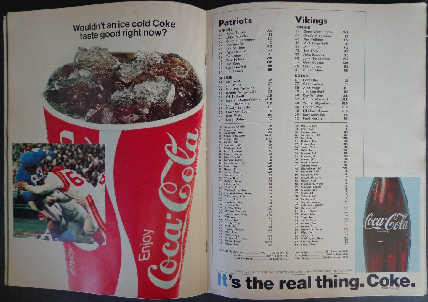 PRO! 1970 NFL Program New England Patriots vs. Minnesota Vikings 177676