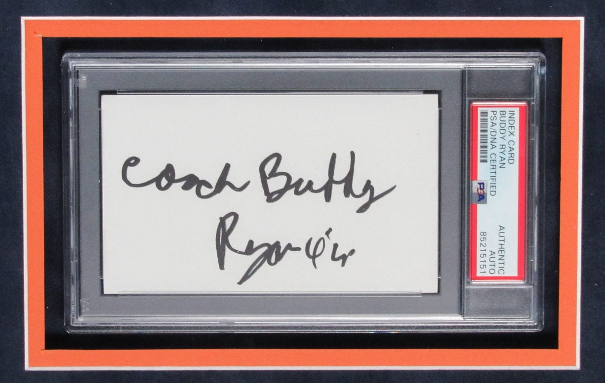 Buddy Ryan Chicago Bears Signed 3x5 Index Card w/Photo Framed PSA/DNA 192115