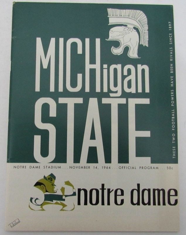 1964 Notre Dame vs. Michigan State College Football Game Program 129508